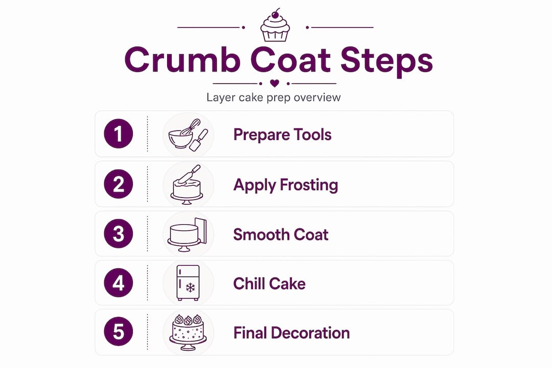 Infographic showing crumb coat step sequence